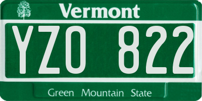 VT license plate YZO822