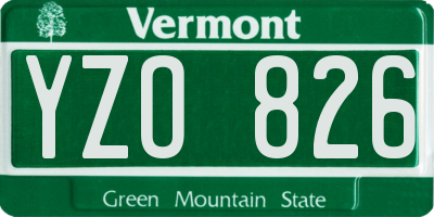 VT license plate YZO826