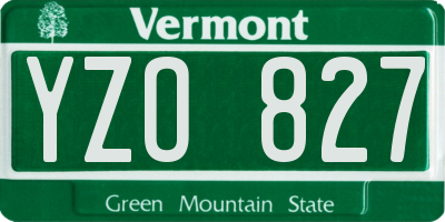 VT license plate YZO827
