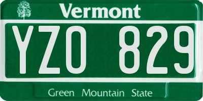 VT license plate YZO829