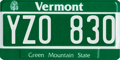 VT license plate YZO830