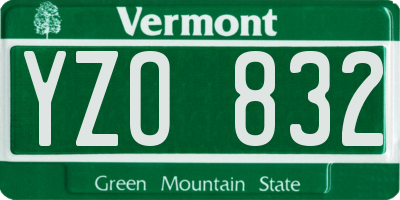 VT license plate YZO832