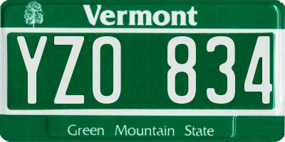VT license plate YZO834