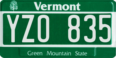 VT license plate YZO835