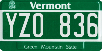 VT license plate YZO836