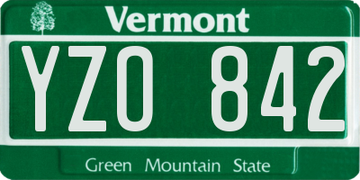 VT license plate YZO842
