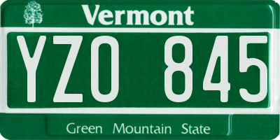 VT license plate YZO845