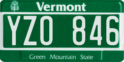 VT license plate YZO846