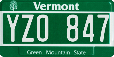 VT license plate YZO847