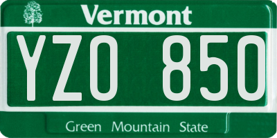 VT license plate YZO850