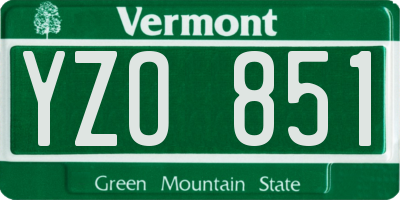 VT license plate YZO851