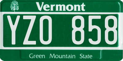 VT license plate YZO858