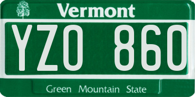 VT license plate YZO860