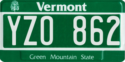 VT license plate YZO862