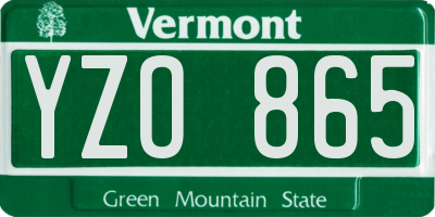 VT license plate YZO865
