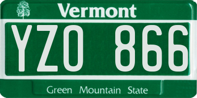 VT license plate YZO866