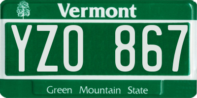 VT license plate YZO867