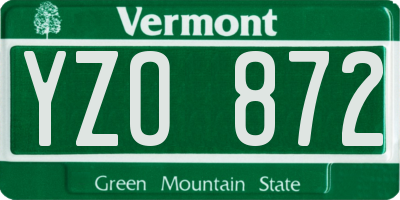 VT license plate YZO872