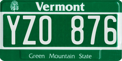 VT license plate YZO876