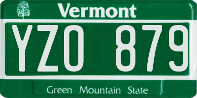 VT license plate YZO879