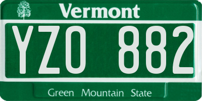 VT license plate YZO882