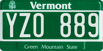 VT license plate YZO889