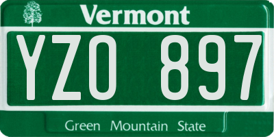 VT license plate YZO897