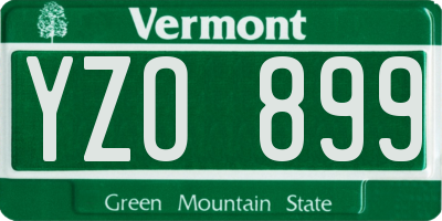 VT license plate YZO899