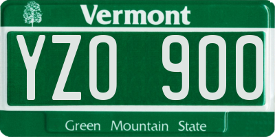 VT license plate YZO900