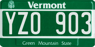 VT license plate YZO903