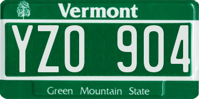 VT license plate YZO904