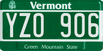 VT license plate YZO906