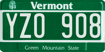 VT license plate YZO908