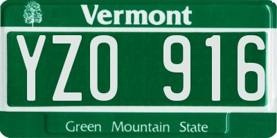 VT license plate YZO916