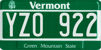 VT license plate YZO922