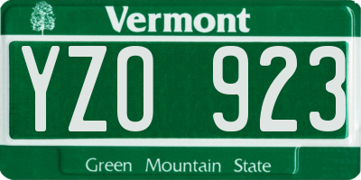 VT license plate YZO923