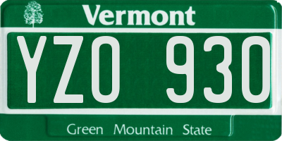 VT license plate YZO930