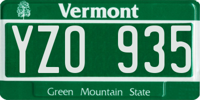 VT license plate YZO935