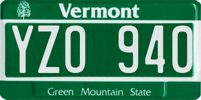 VT license plate YZO940