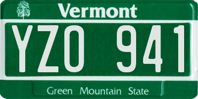 VT license plate YZO941