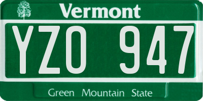 VT license plate YZO947