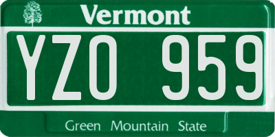 VT license plate YZO959