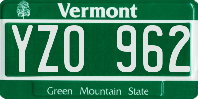 VT license plate YZO962