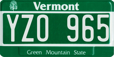 VT license plate YZO965