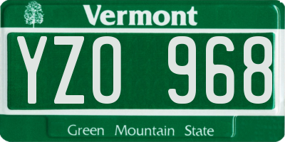 VT license plate YZO968