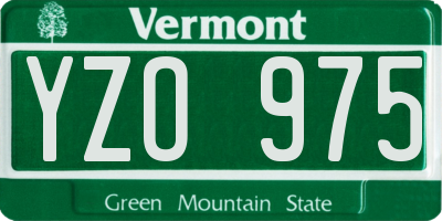 VT license plate YZO975