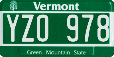VT license plate YZO978