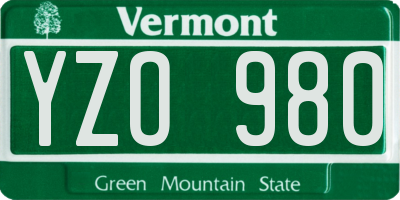 VT license plate YZO980