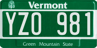 VT license plate YZO981