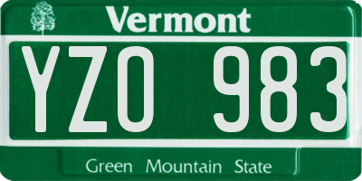 VT license plate YZO983
